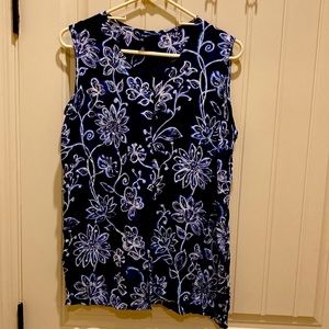 NOW Women’s Sz 16 Top Blouse Cottagecore Button Up Sleeveless Floral Side Slits